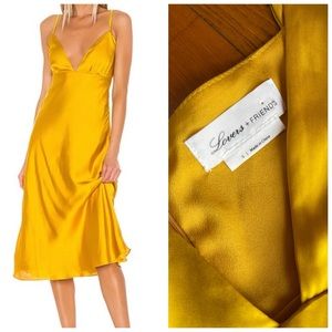 Revolve Lovers + Friends Winslet Midi Sunflower Mustard Gold Dress Sz S